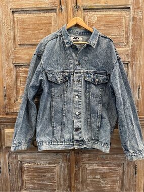 JOY Acid Wash Vintage 80’s 90’s Denim Jacket Trucker Oversized